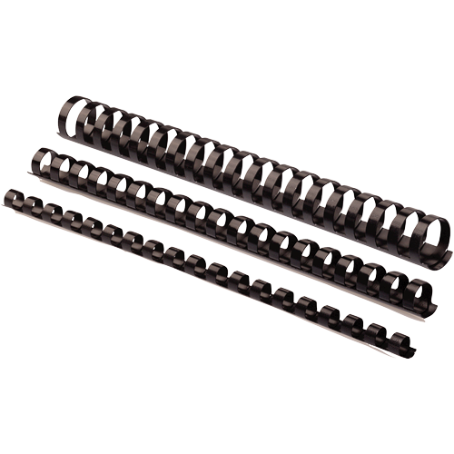 Black Plastic Combs - Curved Back, 3/8", 55 sheets Capacity, Pack of 100