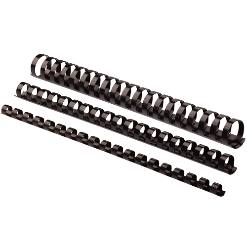 Round Back 3/4" Black Plastic Combs - 150 Sheet Capacity, Pack of 100